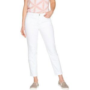 NWT STUDIO BY DENIM & CO. DENIM CUFFED ANKLE JEANS WHITE 4‎